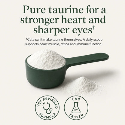 Casilia™ Taurine prevents silent taurine deficiency and replaces what processing destroys, lab-verified and vet-approved